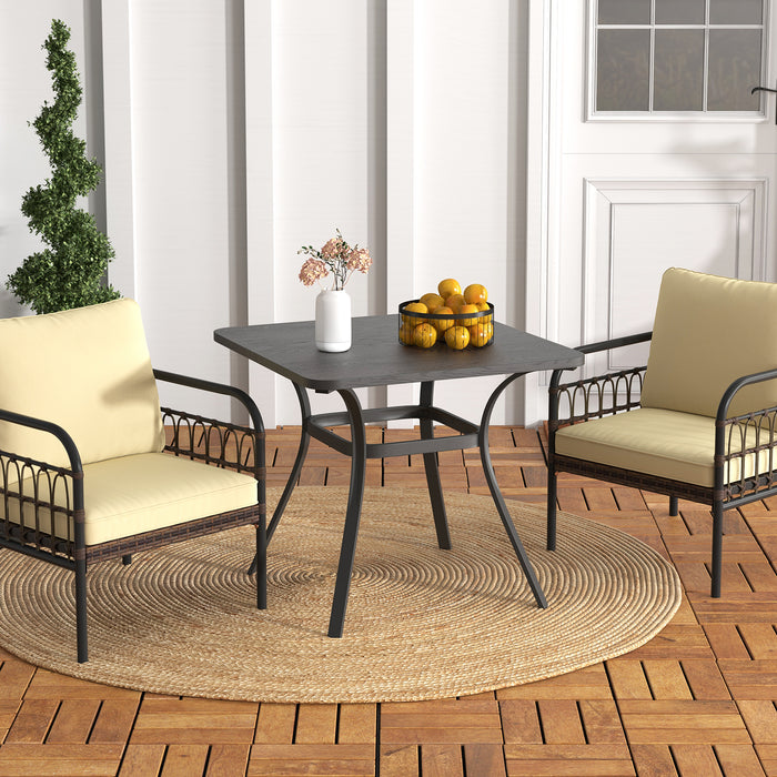 Square Metal Patio Table, 80cm - Comfortable Dining Furniture with 4 Curved Legs - Ideal for Patio Dining Experience