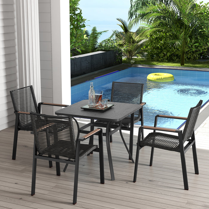 Square Metal Patio Table, 80cm - Comfortable Dining Furniture with 4 Curved Legs - Ideal for Patio Dining Experience