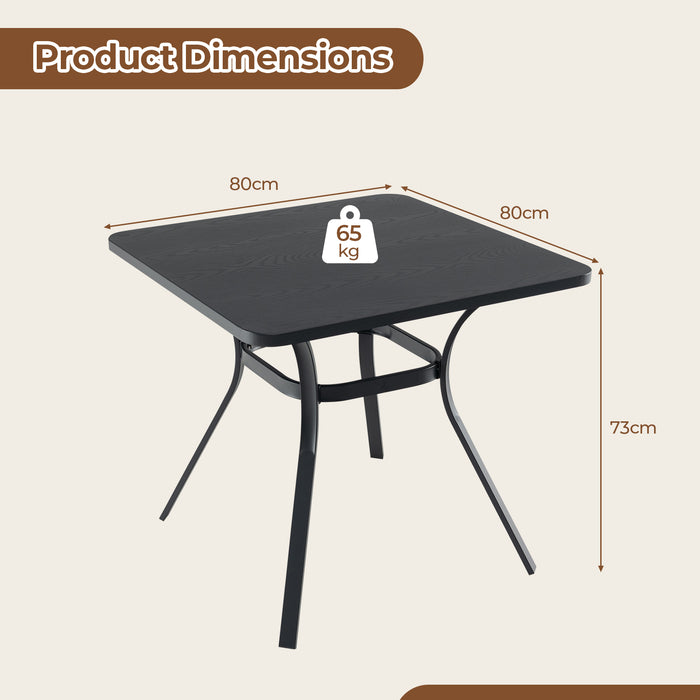 Square Metal Patio Table, 80cm - Comfortable Dining Furniture with 4 Curved Legs - Ideal for Patio Dining Experience