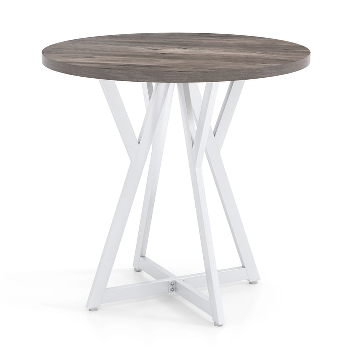 80cm Round Dining Table with Metal Pedestal Base and Adjustable Foot Pads-