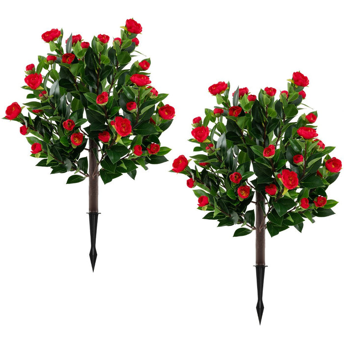 80cm Artificial Camellia Tree  with Ground Spikes-Green-
