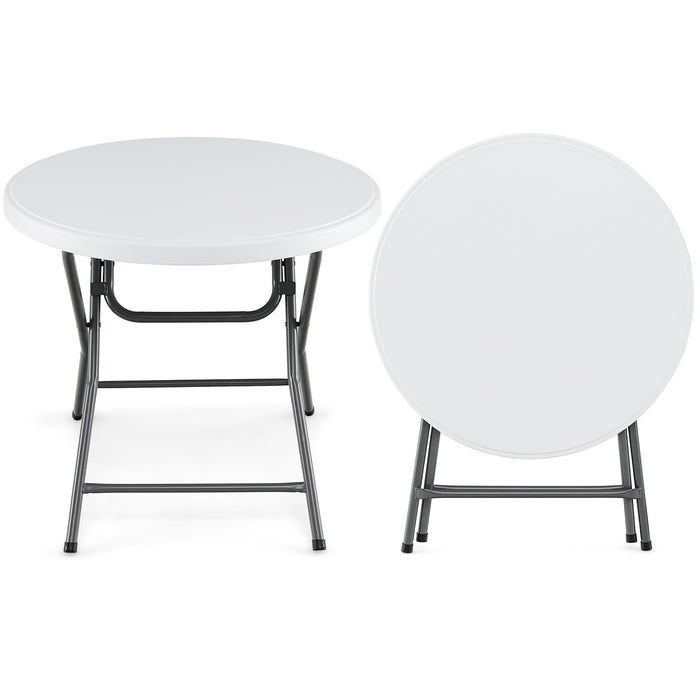 Folding Plastic Table 81 CM Round - Thickened HDPE Durable Tabletop - Ideal for Space Saving and Easy Storage Solution