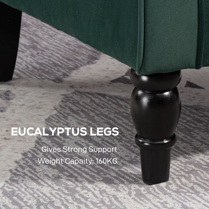 HOMCOM Wingback Accent Chair, Retro Upholstered Button Tufted Occasional Chair for Living Room and Bedroom, Green