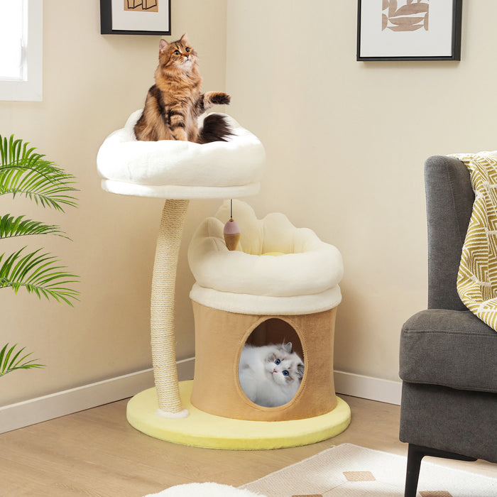 83cm Flower Cat Tree with Sisal Scratching Post and Top Perch-