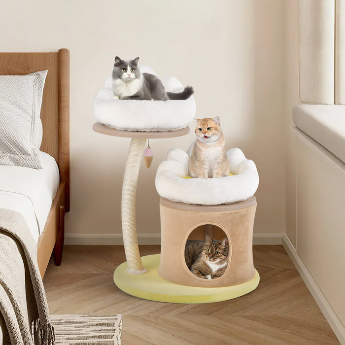 83cm Flower Cat Tree with Sisal Scratching Post and Top Perch-