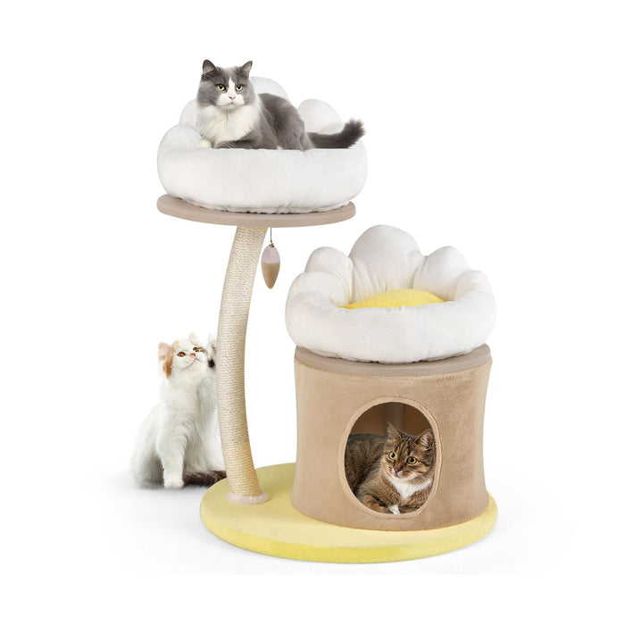 83cm Flower Cat Tree with Sisal Scratching Post and Top Perch-
