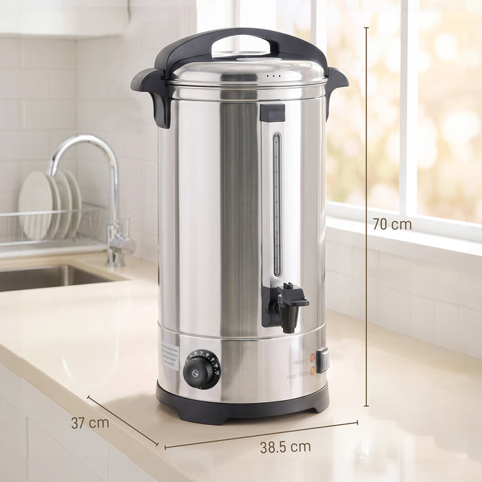 HOMCOM 24L Catering Urn, 2500W Stainless Steel Hot Water Boiler Dispenser with Thermostat, Keep Warm Function and Easy Pour Tap