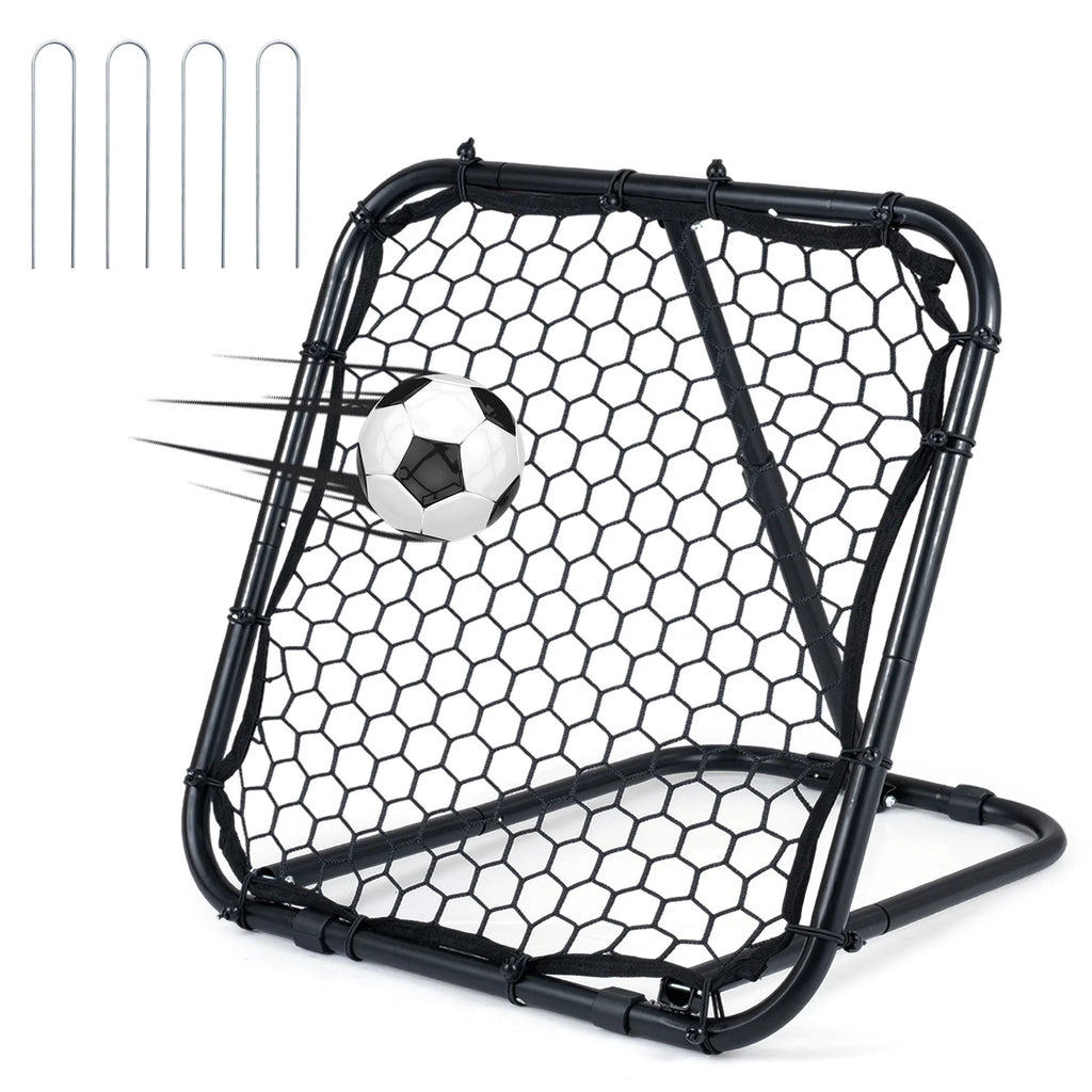 85 x 85 cm Football Rebounder with 5 Adjustable Angles and 4 Ground Stakes