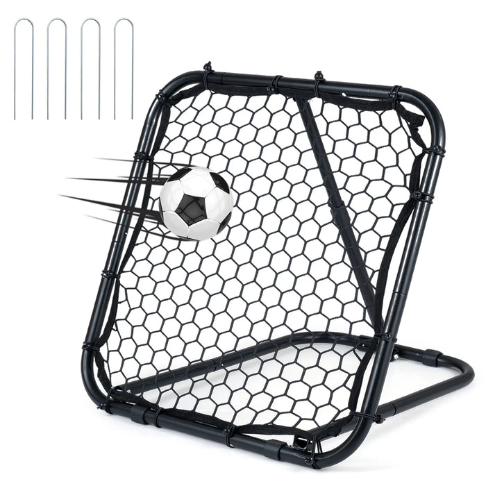 85 x 85 cm Football Rebounder with 5 Adjustable Angles and 4 Ground Stakes