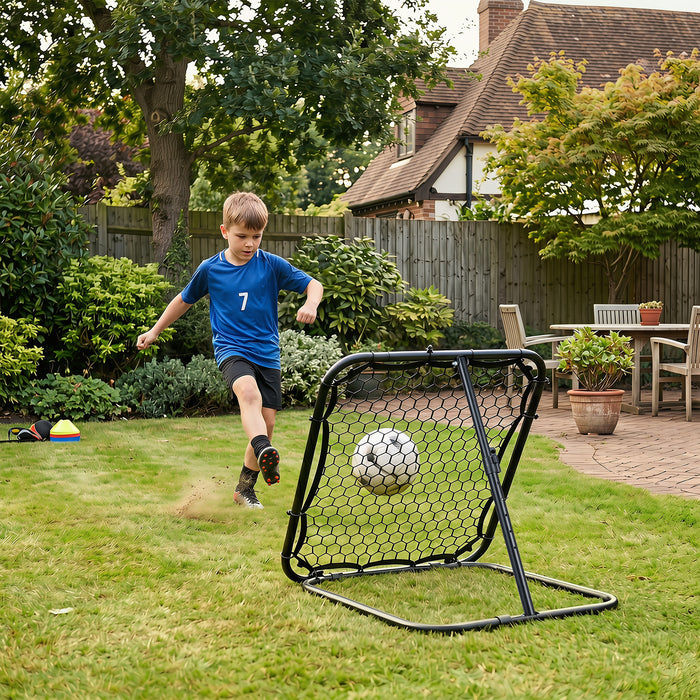 85 x 85 cm Football Rebounder with 5 Adjustable Angles and 4 Ground Stakes