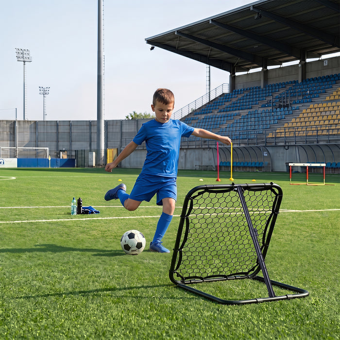 85 x 85 cm Football Rebounder with 5 Adjustable Angles and 4 Ground Stakes