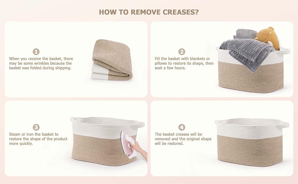 Large Cotton Rope Storage Basket — Foldable Laundry & Blanket Bin (55×38×30 cm)