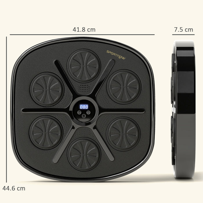SPORTNOW Music Boxing Machine, Smart Bluetooth Boxing Machine Wall Mounted with 9 Speeds & Modes, LED Lights and Gloves, Punching Pad for Adults, Black
