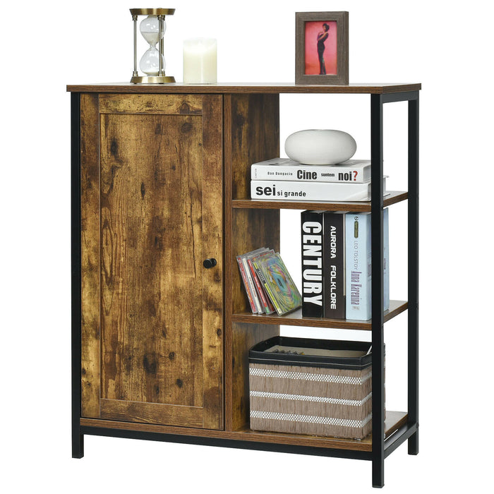 Industrial Style Storage Solution - Freestanding Cupboard with Added 3 Side Shelves - Ideal for Home or Office Use