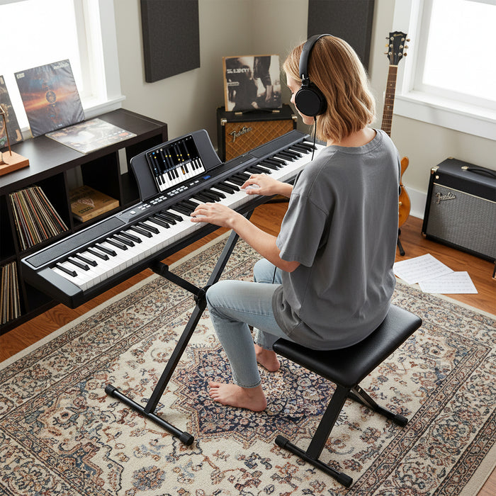 88-Key Electric Piano Keyboard Digital Piano with Adjustable Stand and Stool-