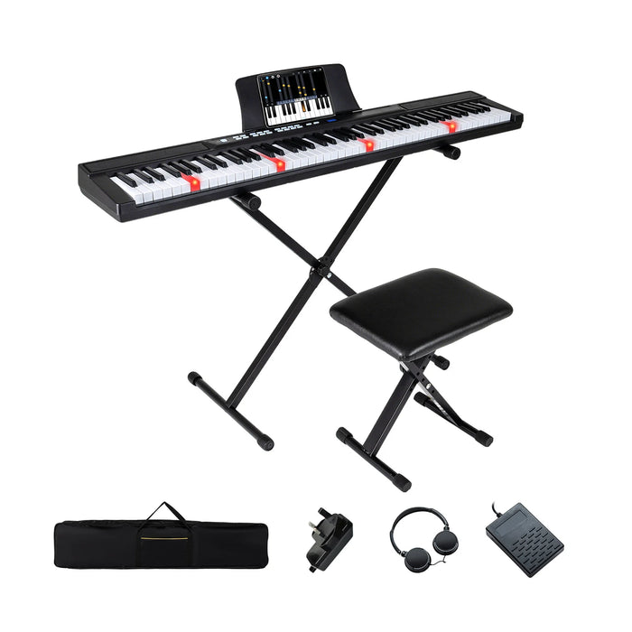 88-Key Electric Piano Keyboard Digital Piano with Adjustable Stand and Stool-