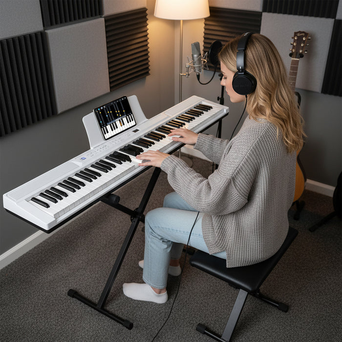 88-Key Electric Piano Keyboard Digital Piano with Adjustable Stand and Stool-