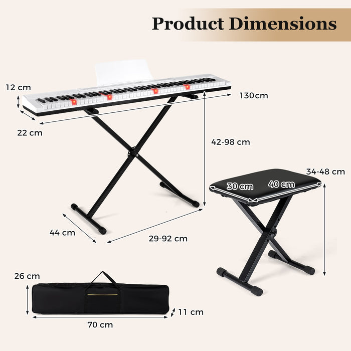 88-Key Electric Piano Keyboard Digital Piano with Adjustable Stand and Stool-