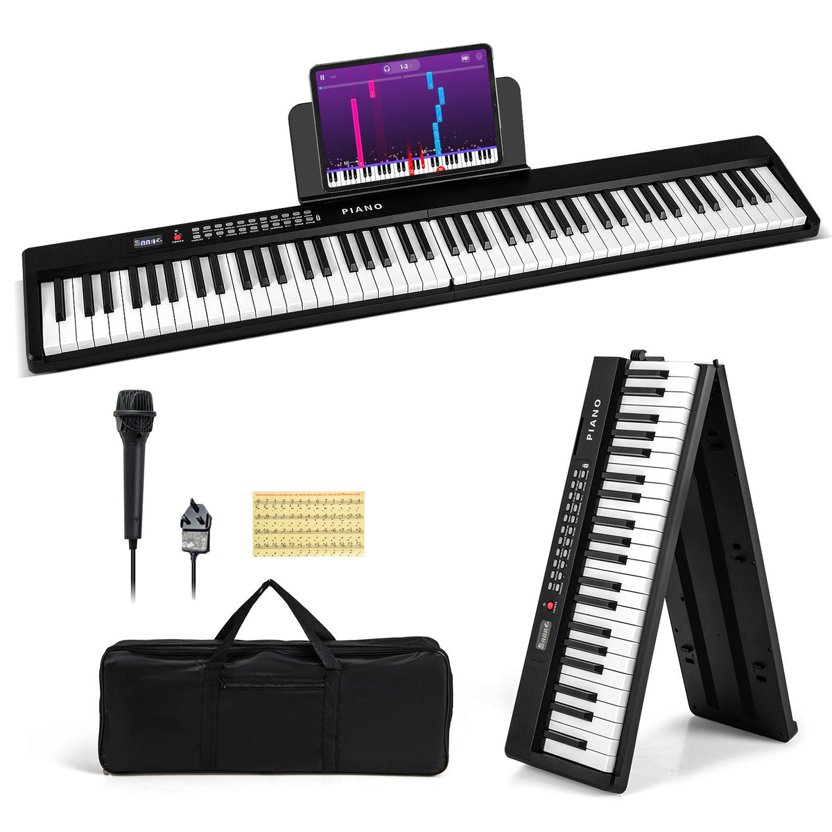 88 Key Foldable Electric Keyboard Piano for Kids Adults Beginners-