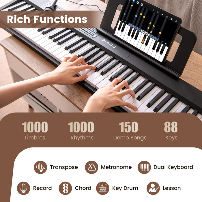 88 Key Foldable Electric Keyboard Piano for Kids Adults Beginners-