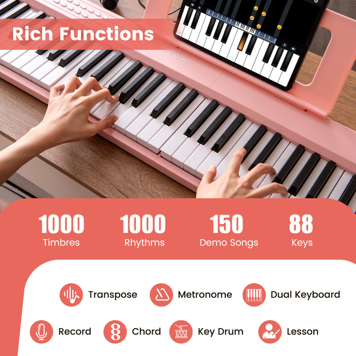 88 Key Foldable Electric Keyboard Piano for Kids Adults Beginners-