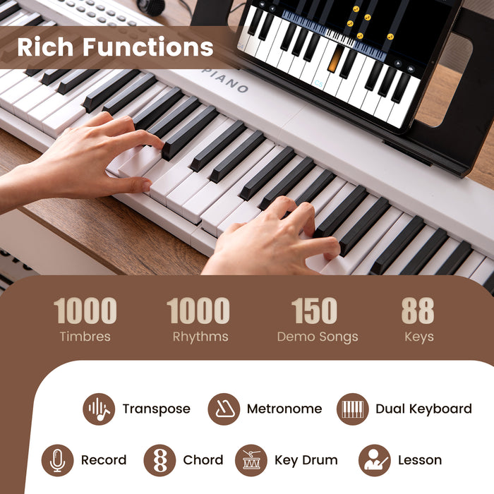 88 Key Foldable Electric Keyboard Piano for Kids Adults Beginners-