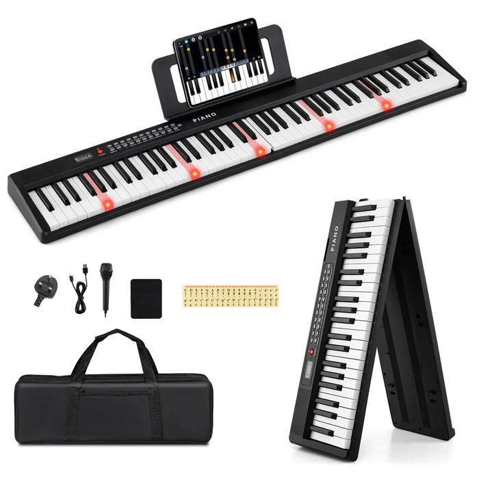 88 Key Foldable Piano Keyboard with MIDI Wireless Connection and Microphone-