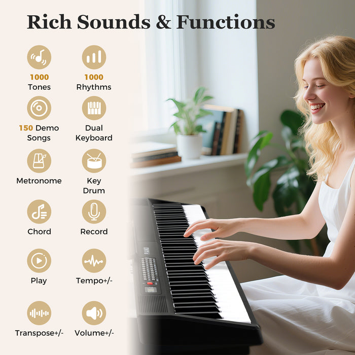 88 Key Foldable Piano Keyboard with MIDI Wireless Connection and Microphone-