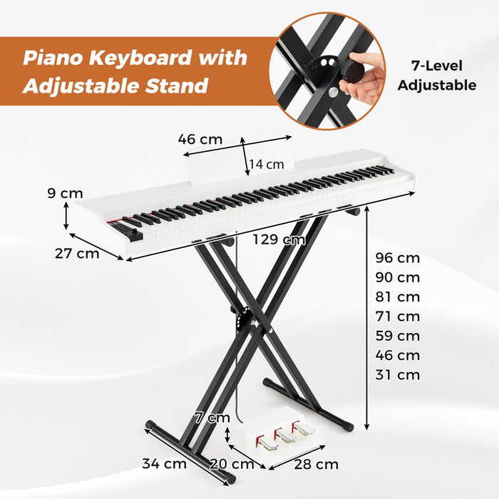 88-Key Keyboard Piano Set Full Size Semi-weighted Digital Piano-