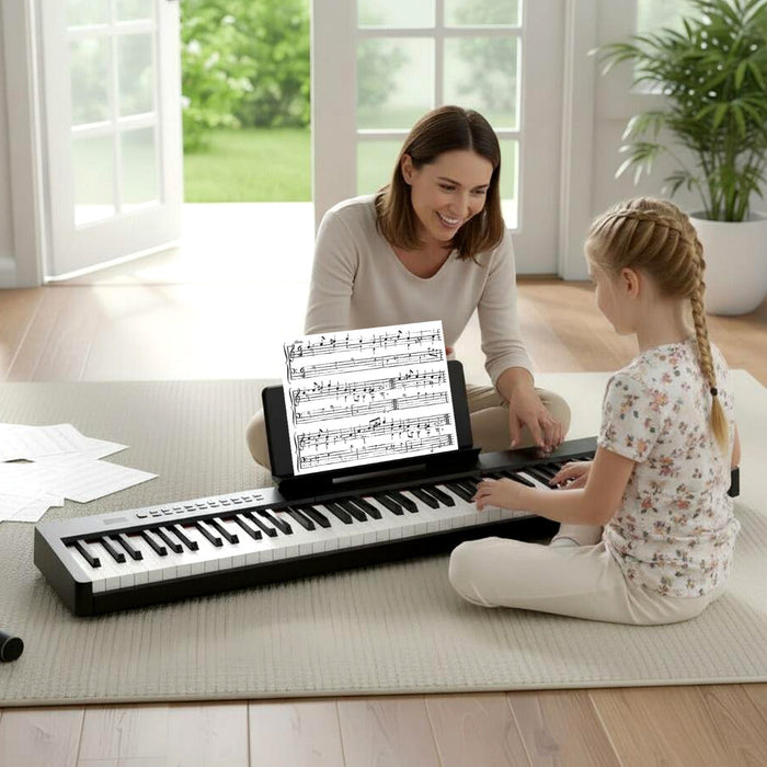 88 Keys Velocity-Sensitive Piano Keyboard with Music Stand and Carry Bag-