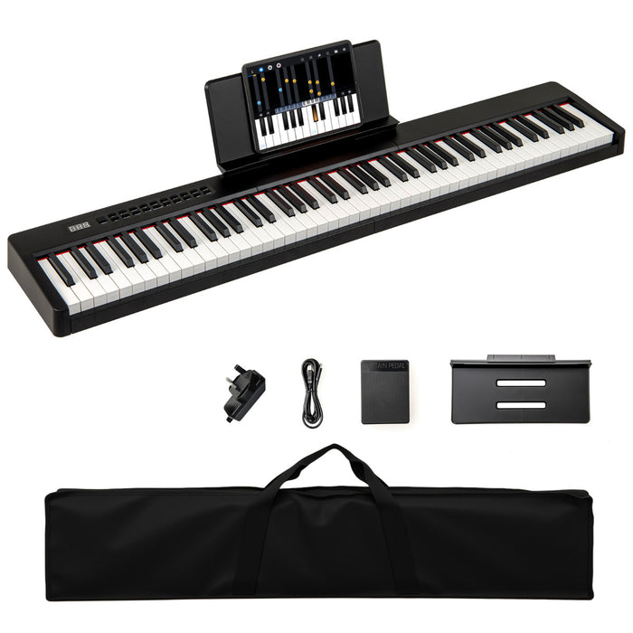 88 Keys Velocity-Sensitive Piano Keyboard with Music Stand and Carry Bag-
