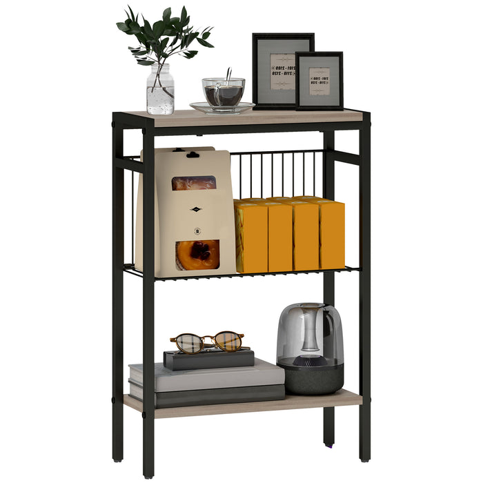 HOMCOM Three Shelf Industrial Side Table, Grey | Aosom UK