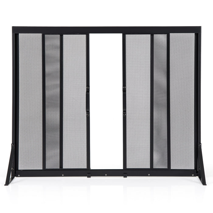 89 x 72 cm Metal Fireplace Screen with Sliding Doors