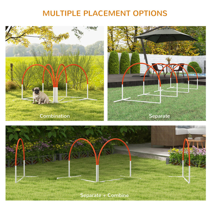 PawHut Dog Agility Equipment Set, Dog Agility Training Equipment for Dogs w/ Oxford Carry Bag, 4 PCS Weave Poles Orange | Aosom UK