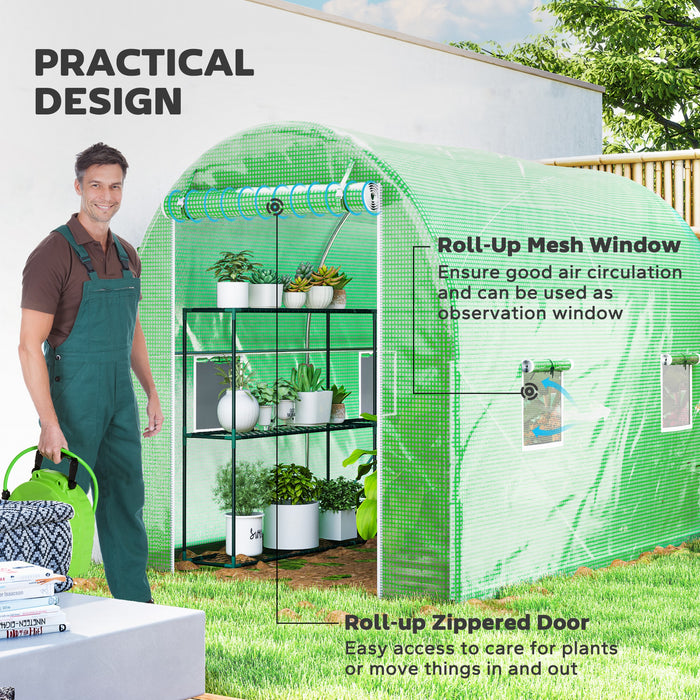 Outsunny 300 x 195cm Walk-In Tunnel Greenhouse - Green | Aosom UK