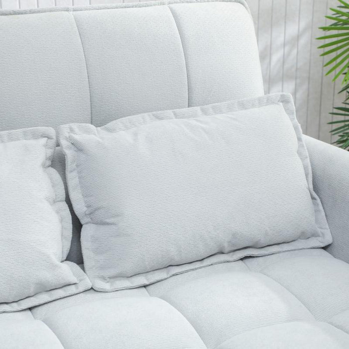 HOMCOM 2 Seater Sofa Bed, 3-in-1 Convertible Sleeper Sofa with Click-clack Adjustable Backrest and 2 Pillows, Light Grey