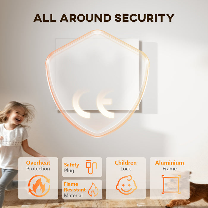 HOMCOM Wifi Smart Electric Heater, Far Infrared, Wall Mounted - 520W