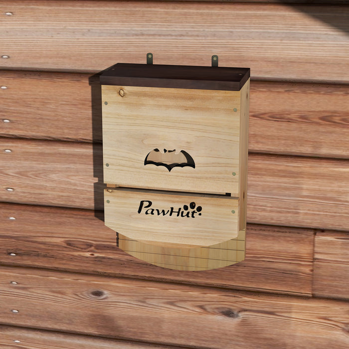 PawHut Set of 3 Wooden Bat Houses bat shelter with Grooved Landing Platform 23 x 9,5 x 36,5 cm natural wood