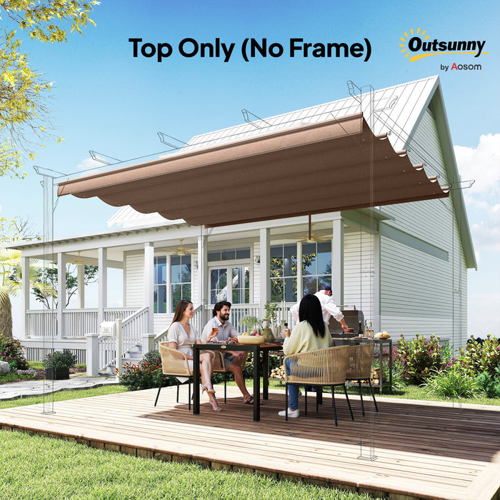 Outsunny Retractable Pergola Cover, 3.5 x 2.6 m Replacement Canopy Fabric for 4 x 3 m Frame, Roof Top Only, Brown