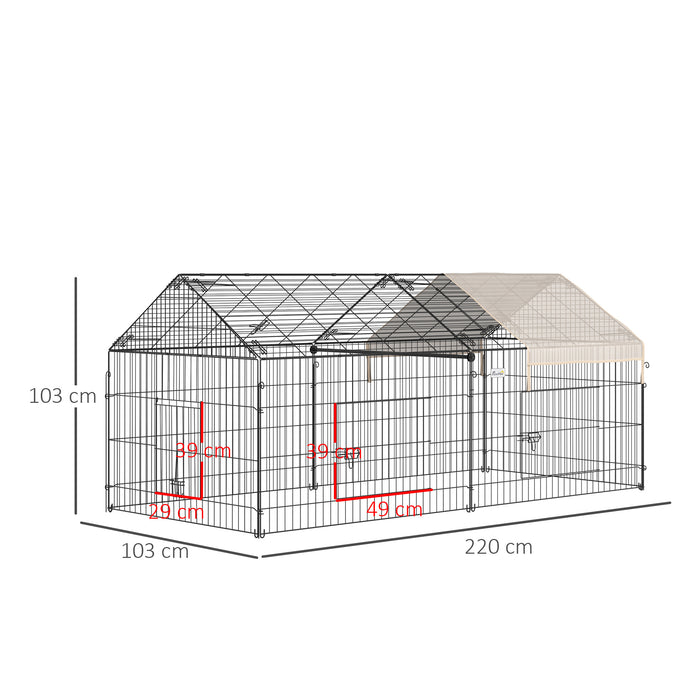 PawHut Small Animal Cage with Cover for Bunny, Chinchilla, Guinea Pig, Beige