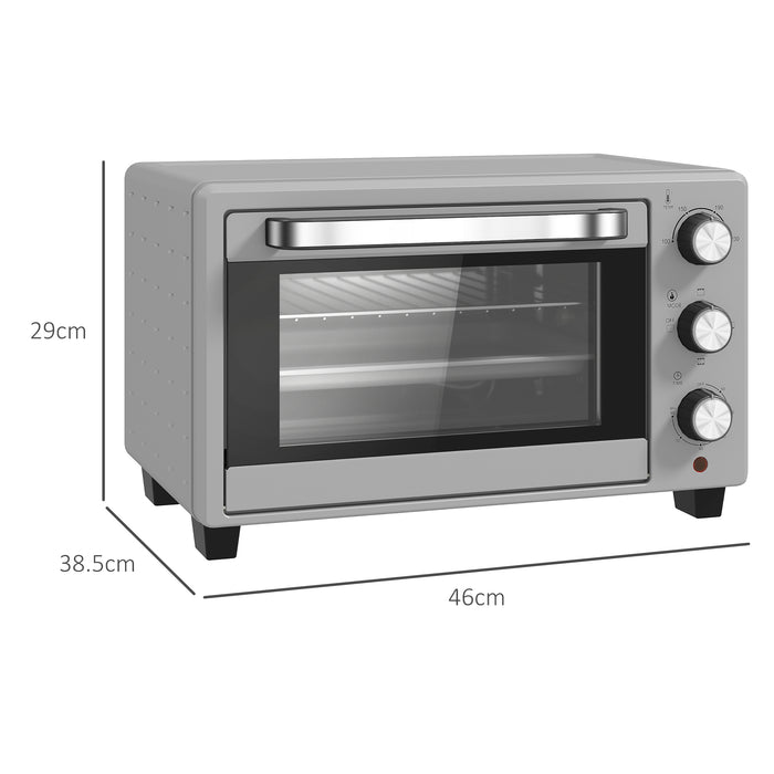 HOMCOM 21L Mini Countertop Oven, 100°C-230°C Adjustable Temp - Silver Tone