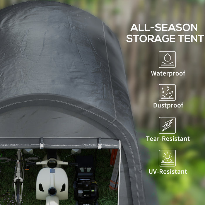 Outsunny 3 x 3(m) Garden Storage Tent, Heavy Duty Outdoor Shed with 2 Doors, Waterproof Portable Shed Storage Shelter with Galvanised Steel Frame for Bike, Motorcycle, Garden Tools, Grey