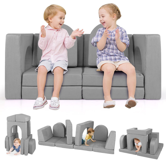 8-Piece Modular Kids Play Couch with Machine-washable Covers-
