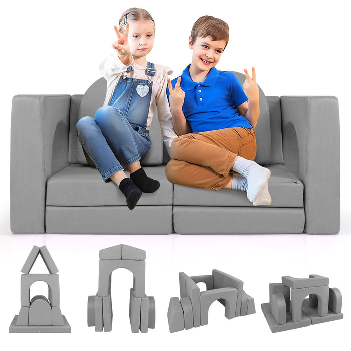 8-Piece Modular Kids Play Couch with Machine-washable Covers-