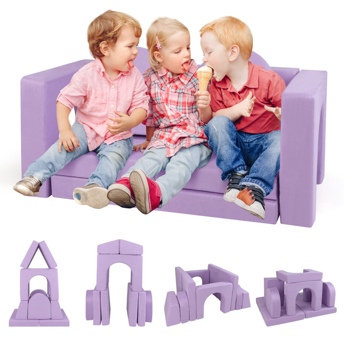 8-Piece Modular Kids Play Couch with Machine-washable Covers-