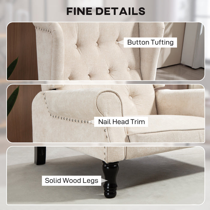 HOMCOM 150° Reclining Vintage Armchair, with footrest - Beige