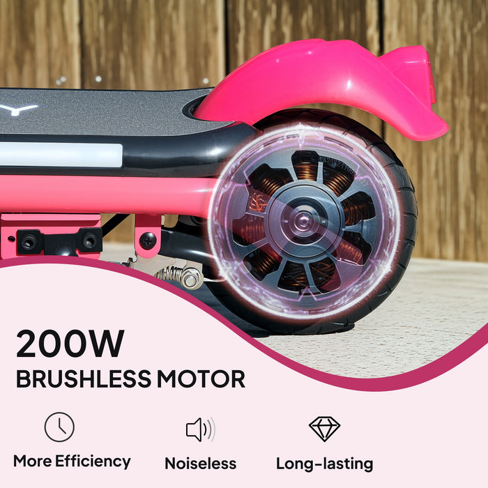 AIYAPLAY Electric Scooter for Kids Ages 6-14, with Dual Brakes, Flash Wheel and Colourful Light, Kids Electric Scooter E Scooter, Up to 12 KM/H & 10 KM, Pink