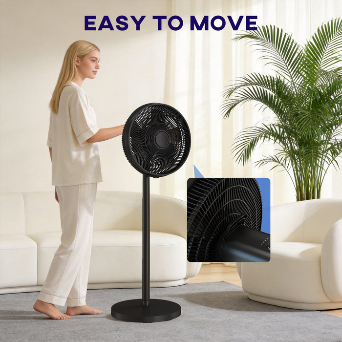 HOMCOM 40 cm Standing Fan, Cooling Floor Fan with 80° Oscillating, Adjustable Tilt and Height, 4 Speed, Remote Control, Black
