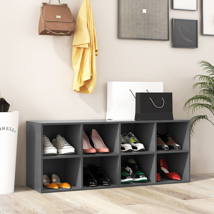 2 in 1 Shoe Bench and Organizer - 8 Grid Storage Cubbies Design - Ideal for Keeping Footwear Neat and Organized