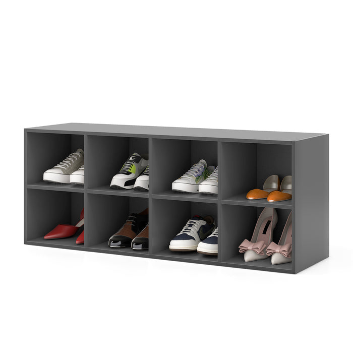 2 in 1 Shoe Bench and Organizer - 8 Grid Storage Cubbies Design - Ideal for Keeping Footwear Neat and Organized